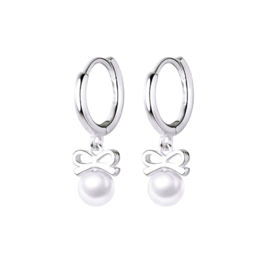 Bow Pearl Drop huggies
