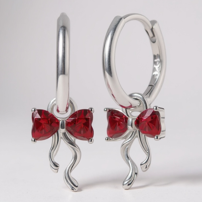 Red Bow crystal Huggies
