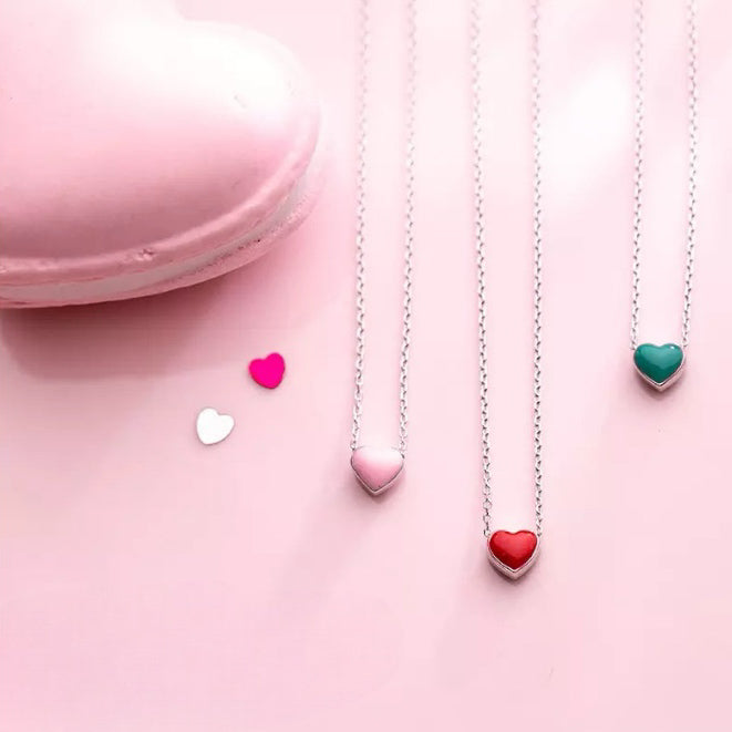 Coloured heart charm necklace – little earring company