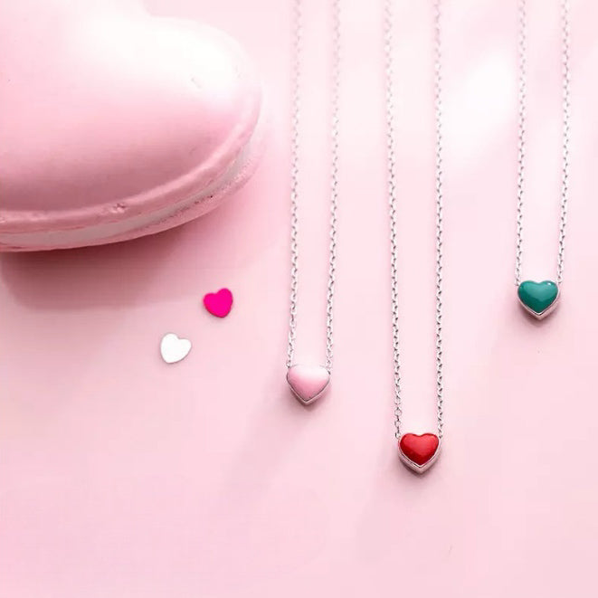 Coloured heart charm necklace