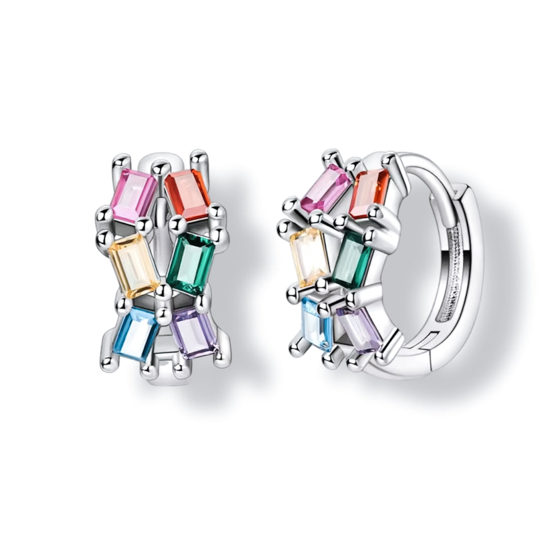 Colourful crystal jewel huggies