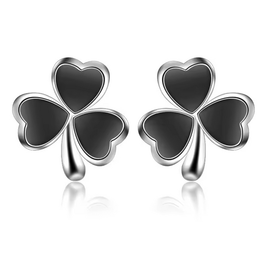 Black Sterling silver clover - good luck