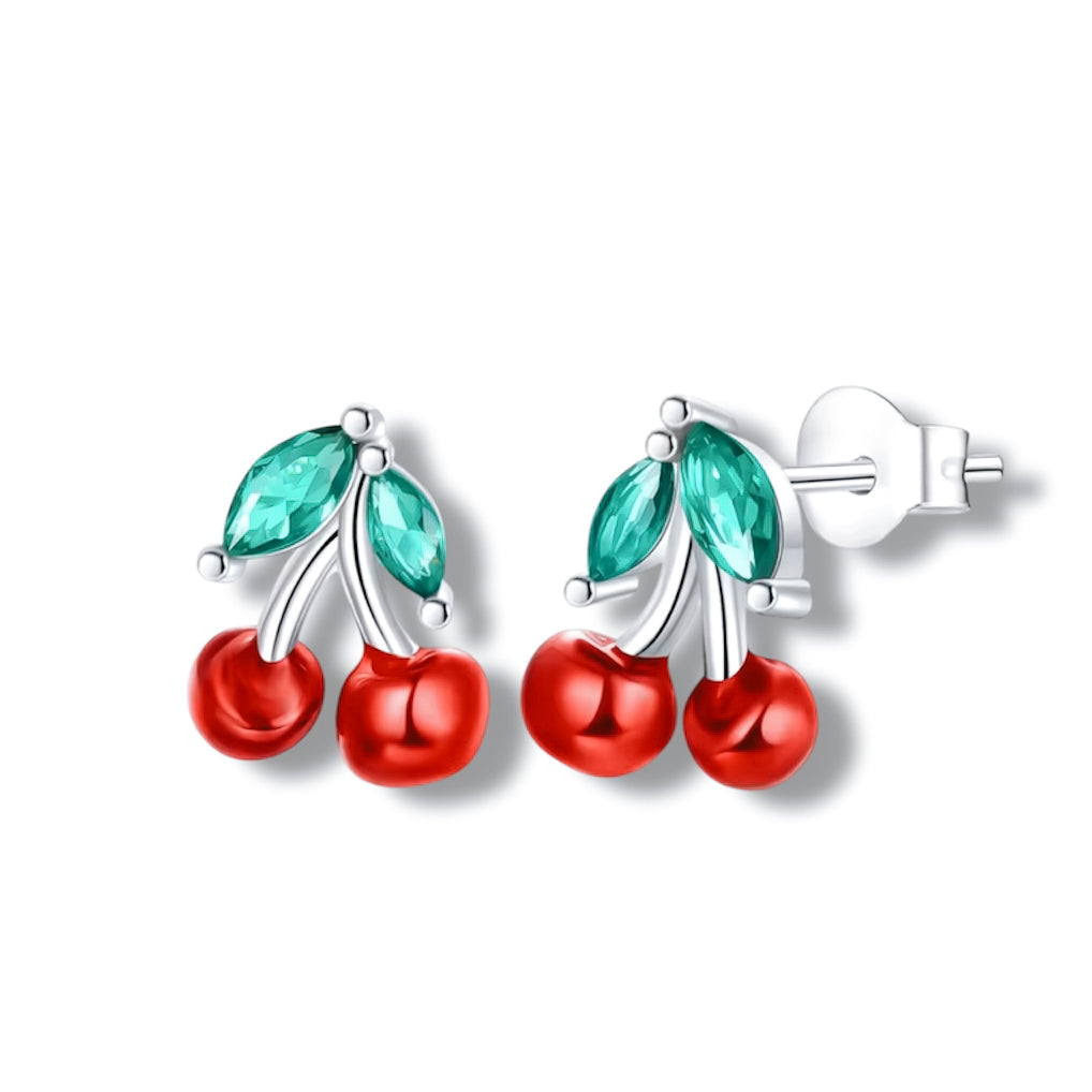 Red crystal cherry studs