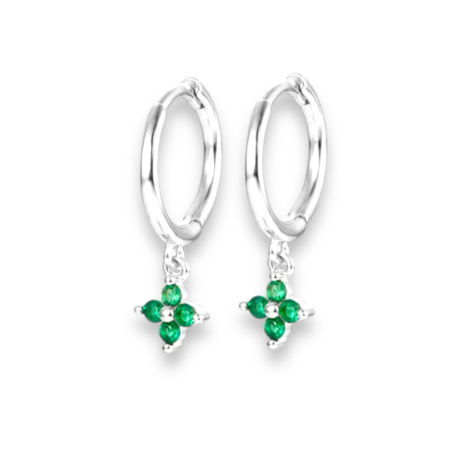 Emerald flower crystal hoops - WICKED