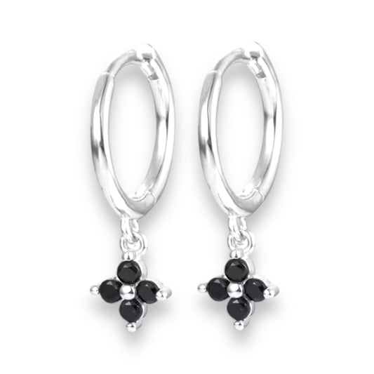 Black flower crystal hoop