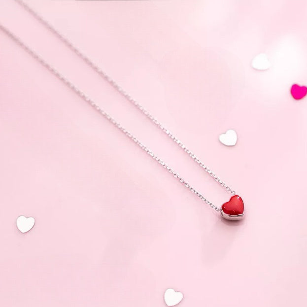 Coloured heart charm necklace
