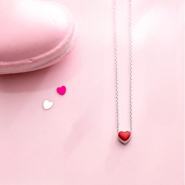 Coloured heart charm necklace