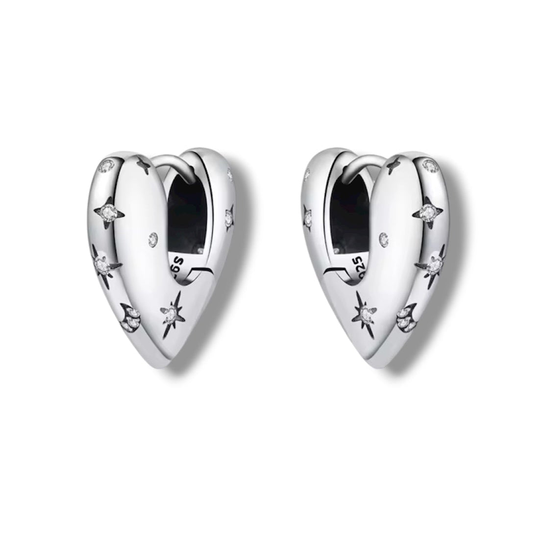 Chunky celestial heart shaped huggies