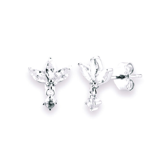 Flower drop crystal stud