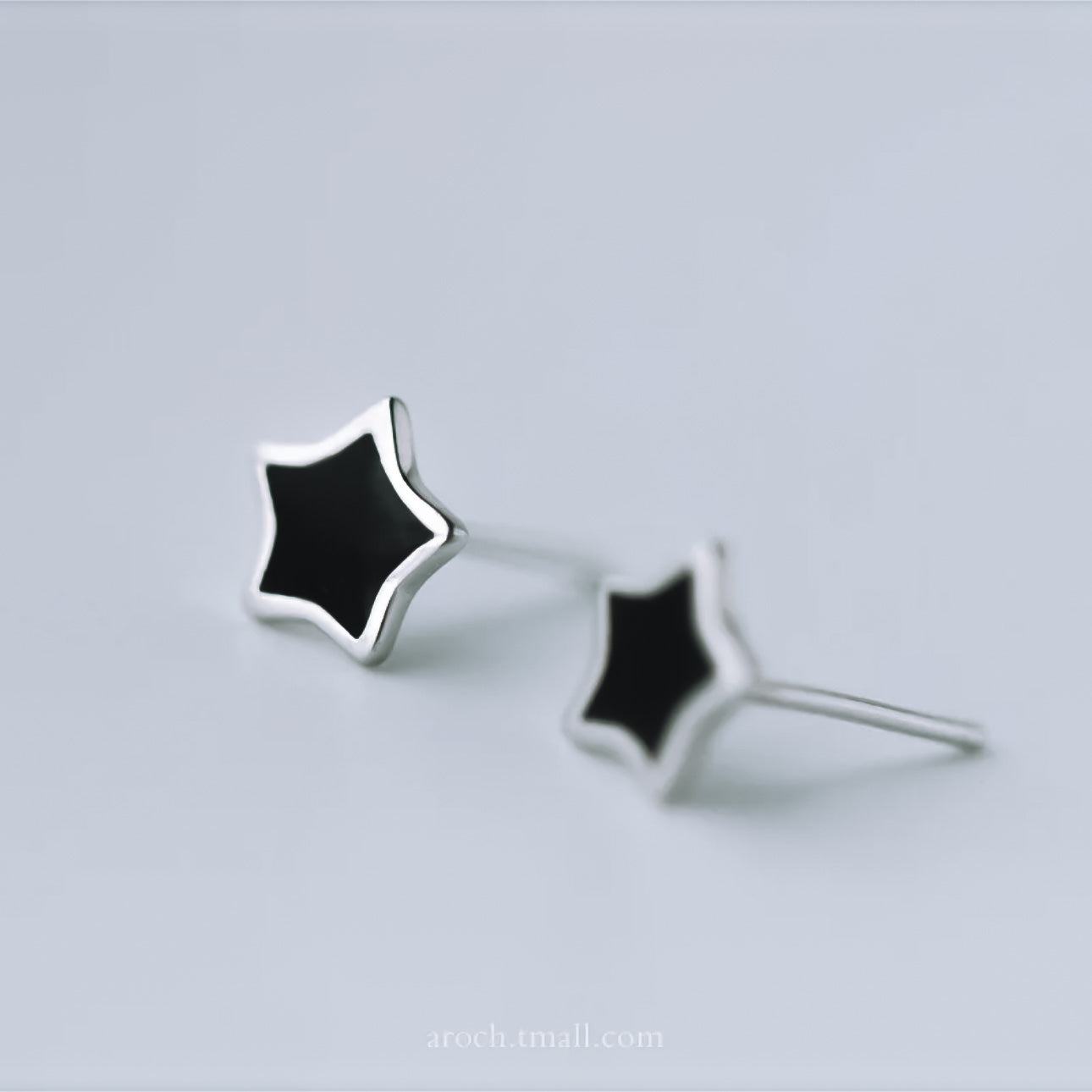 Large Black star studs