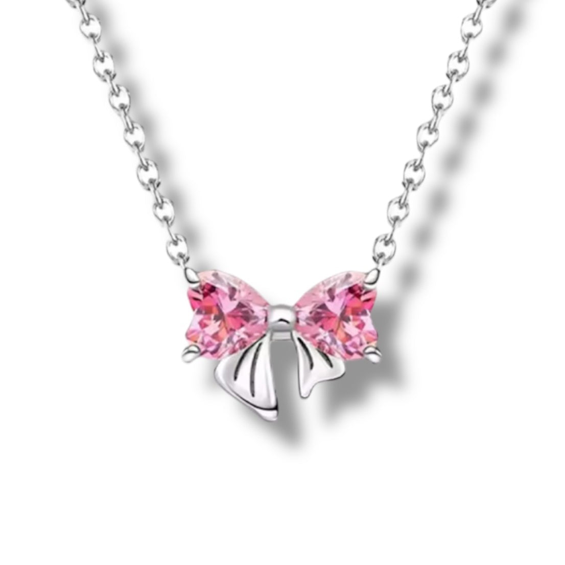 Pink Bow crystal necklace