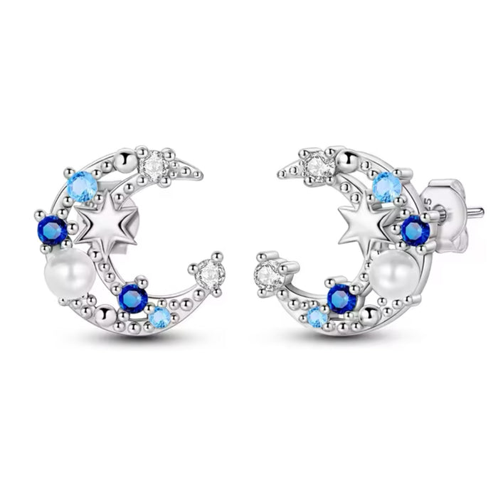 Night sky moon stud earrings