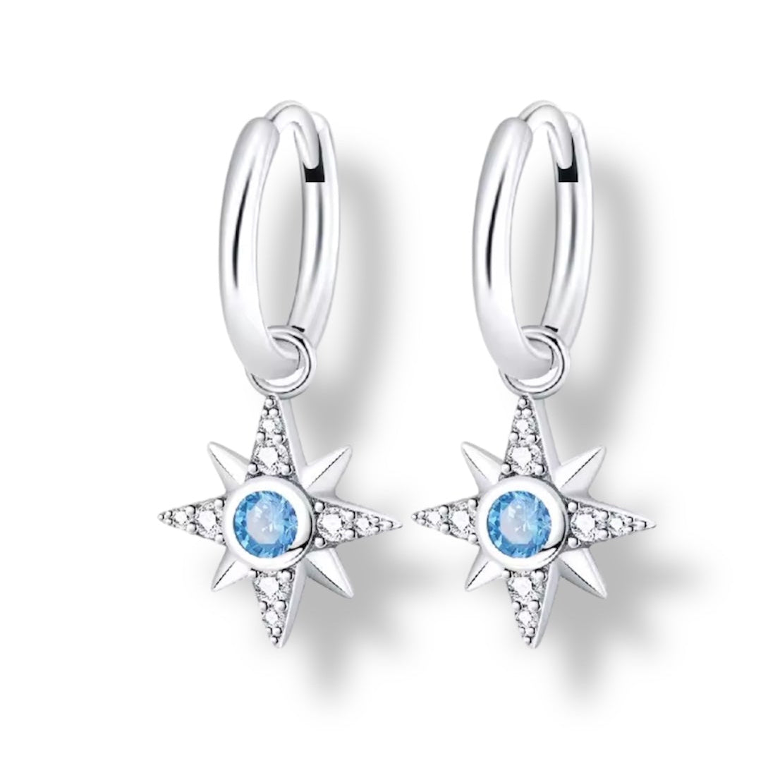 Blue drop star crystal huggies