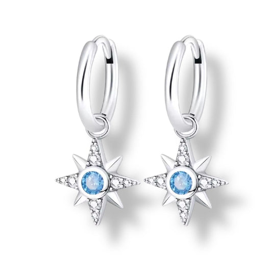 Blue drop star crystal huggies