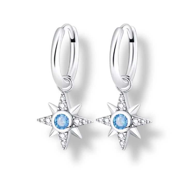Blue star drop crystal huggies