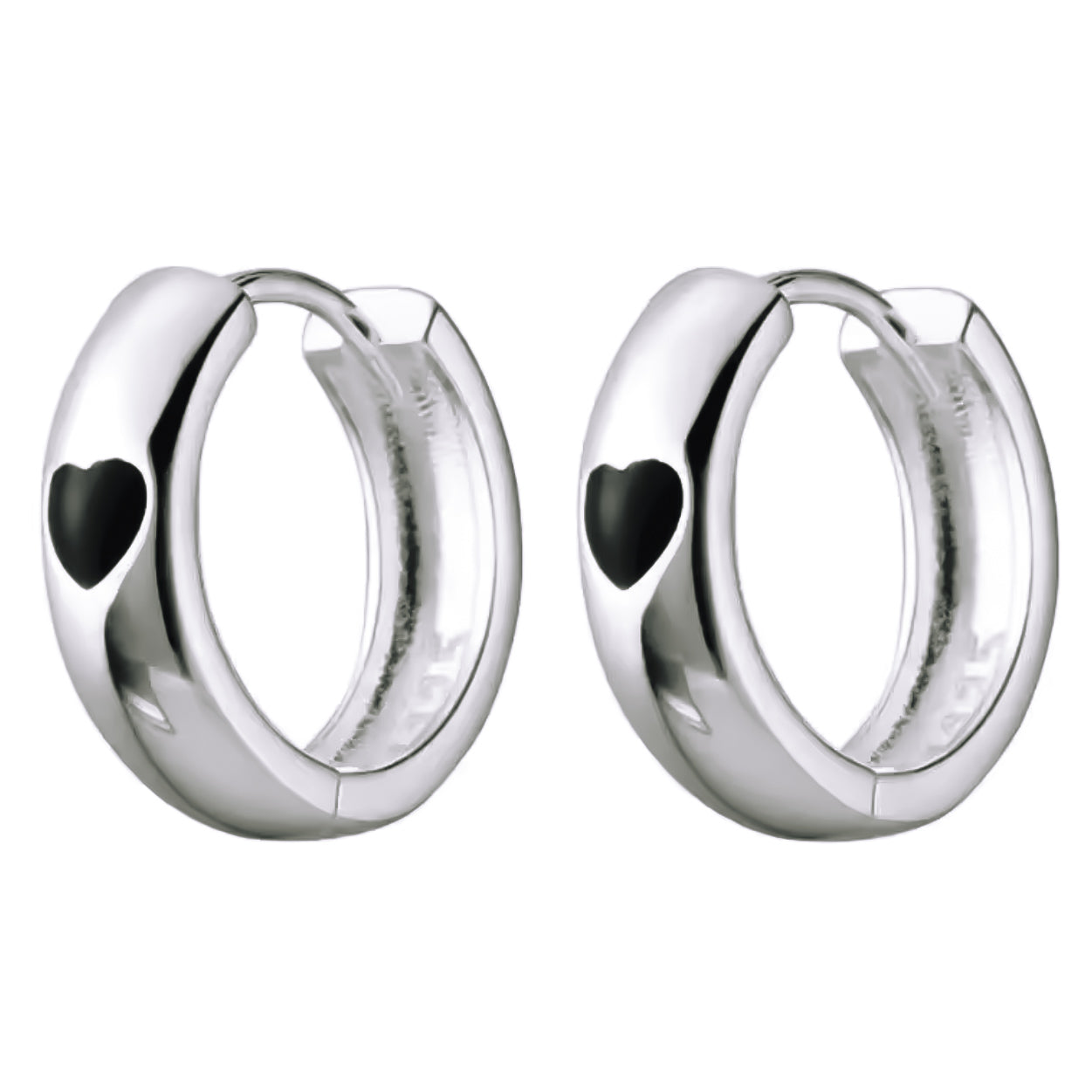 Huggie with subtle black heart
