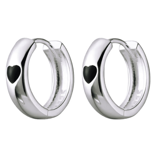 Huggie with subtle black heart