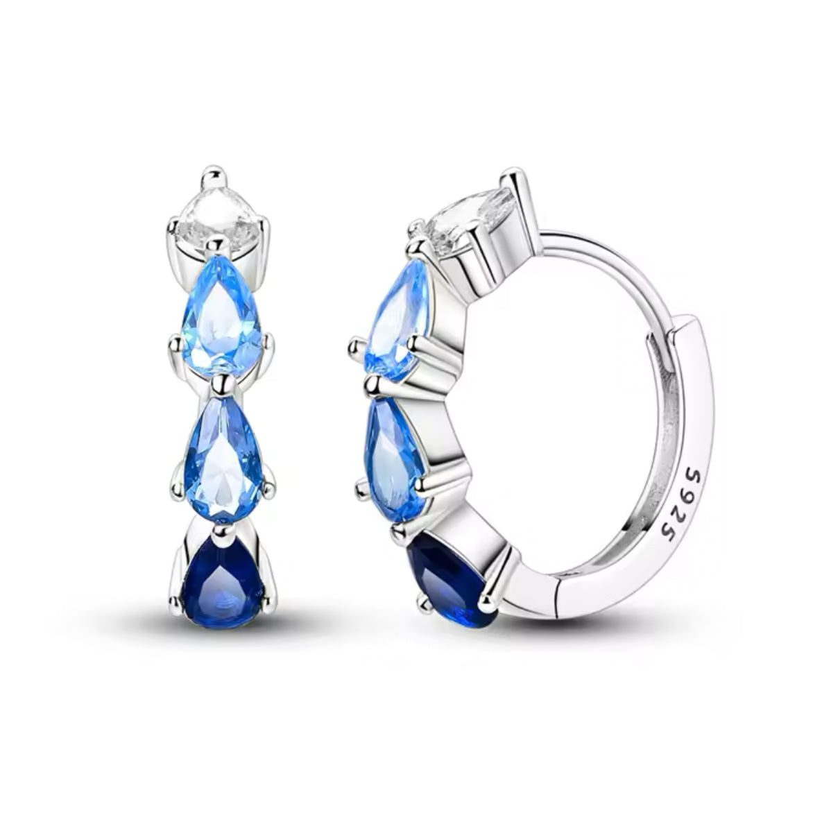 Shades of blue crystal hoop