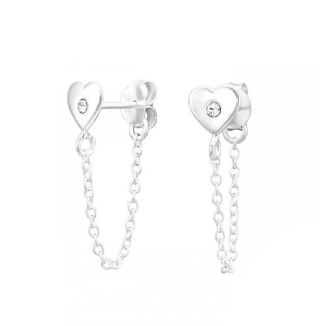 Heart chain stud