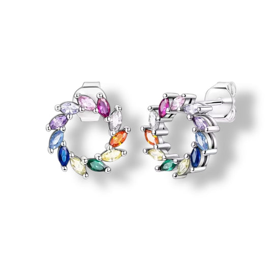 Colourful crystal jewel studs
