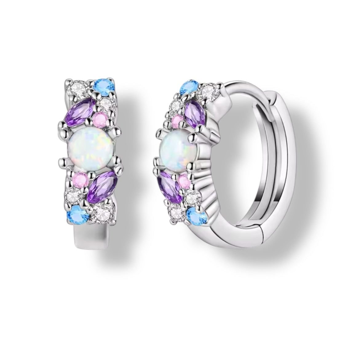 Mother of pearl jewelled huggies