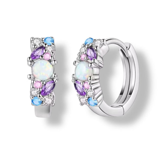 Mother of pearl jewelled huggies