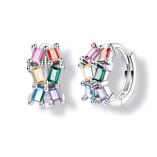 Colourful crystal jewel huggies