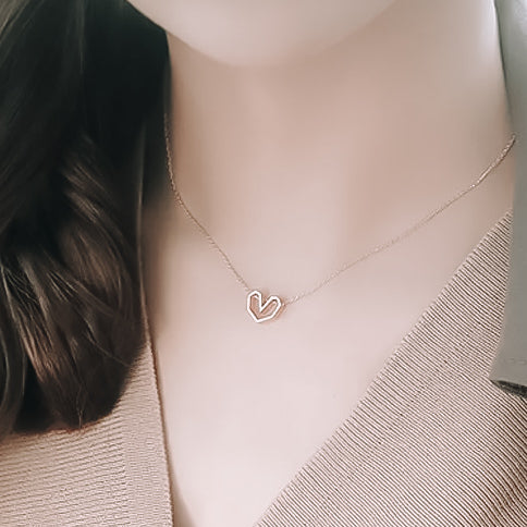 Geometric heart charm necklace