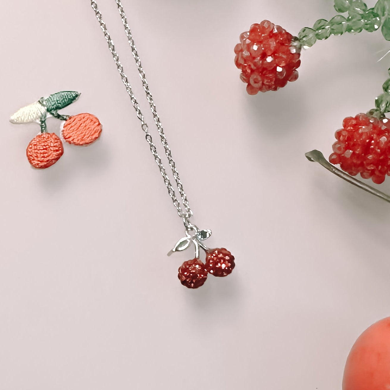 Red cherry crystal necklace