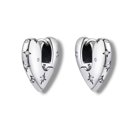 Chunky celestial heart shaped huggies