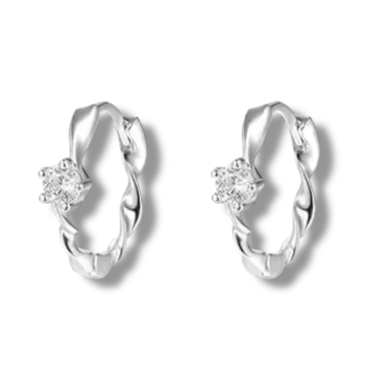 Twisted solitaire huggie
