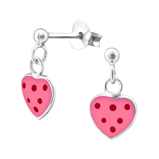 Barbie polka dot heart drop stud