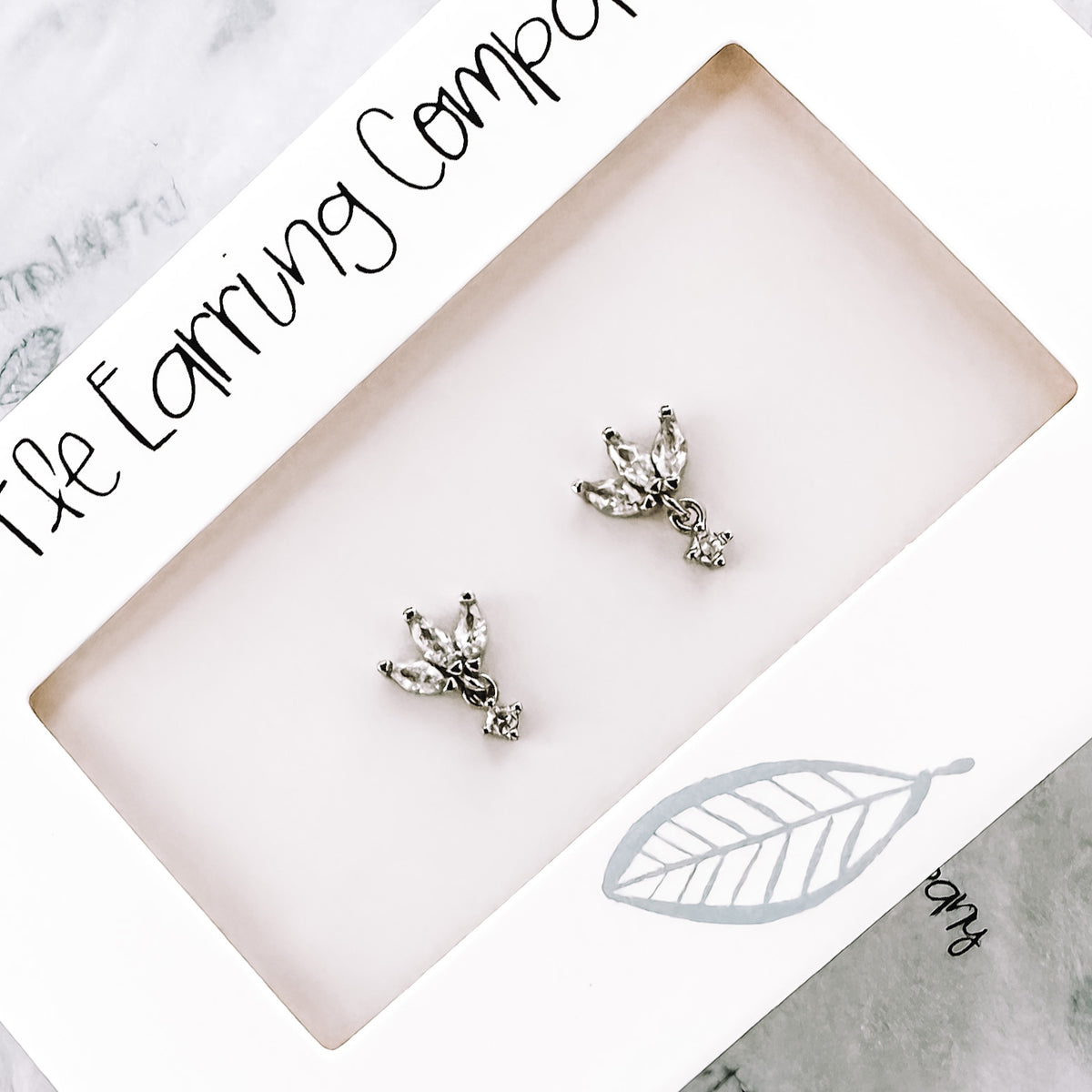 Flower drop crystal stud